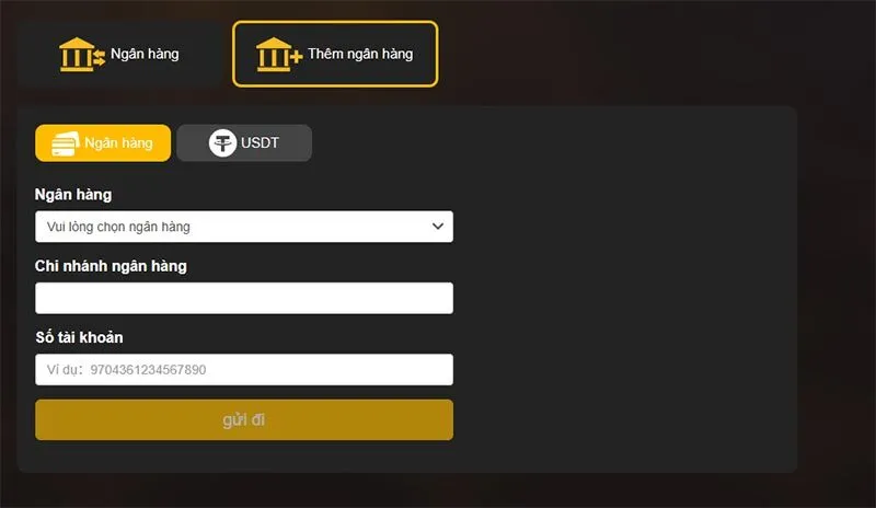 Phải điền tài khoản ngân hàng có tên trùng khớp thông tin đăng ký khi rút tiền 789Win